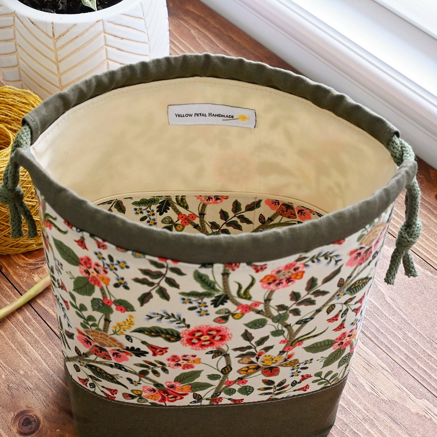 Gracie Drawstring Project Bag with Linen