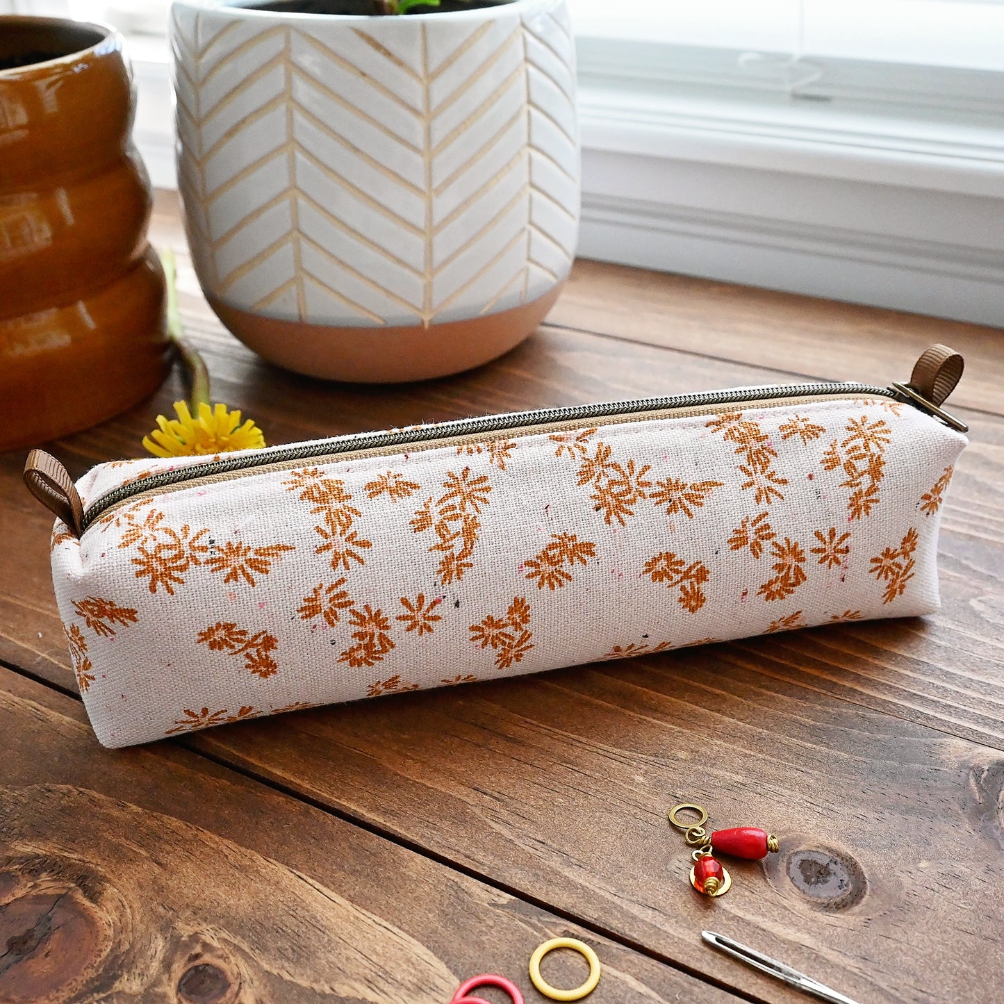 Pale Pink Floral Accessory Pouch