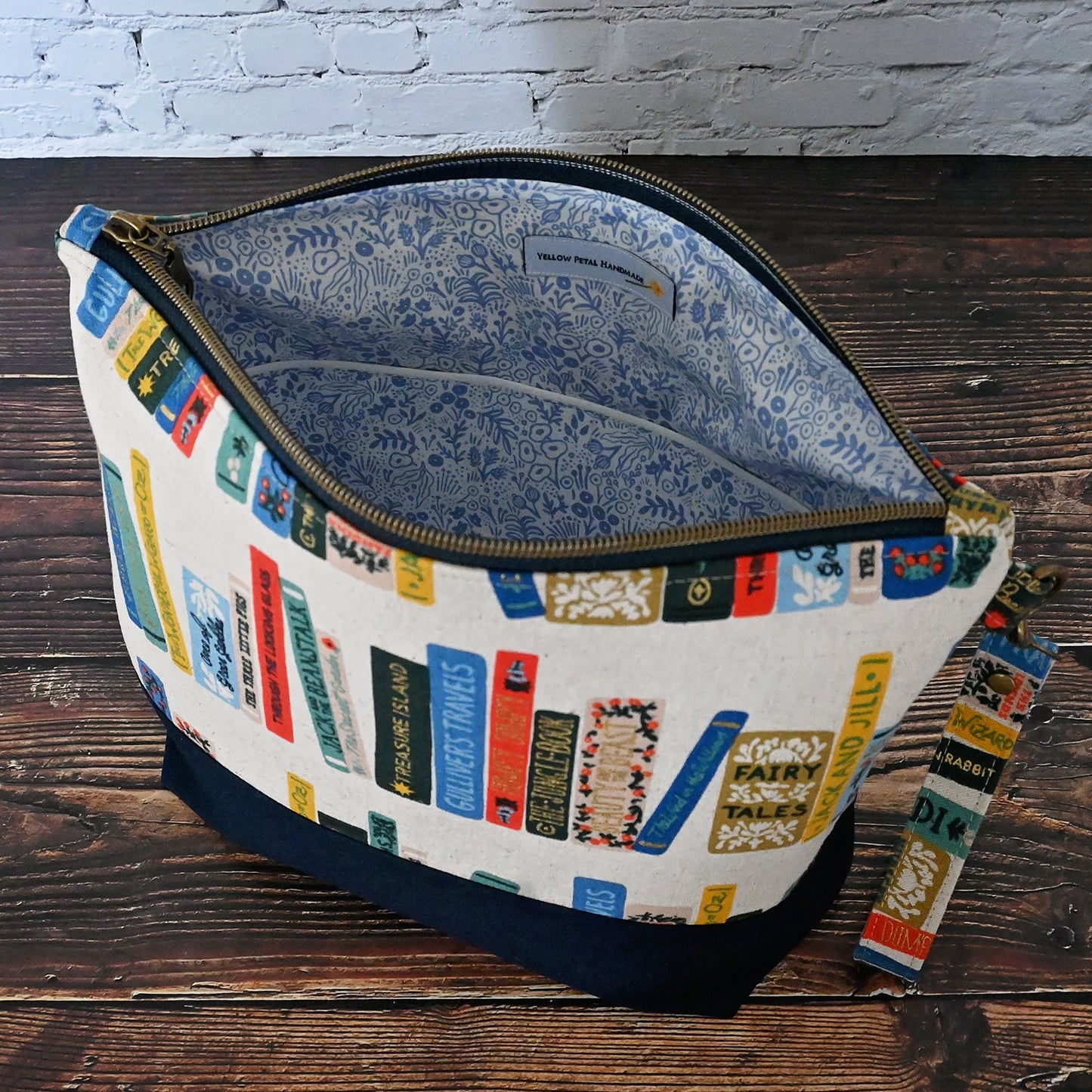 Zippered Project Bag in Rifle Paper Co's Book Club Canvas