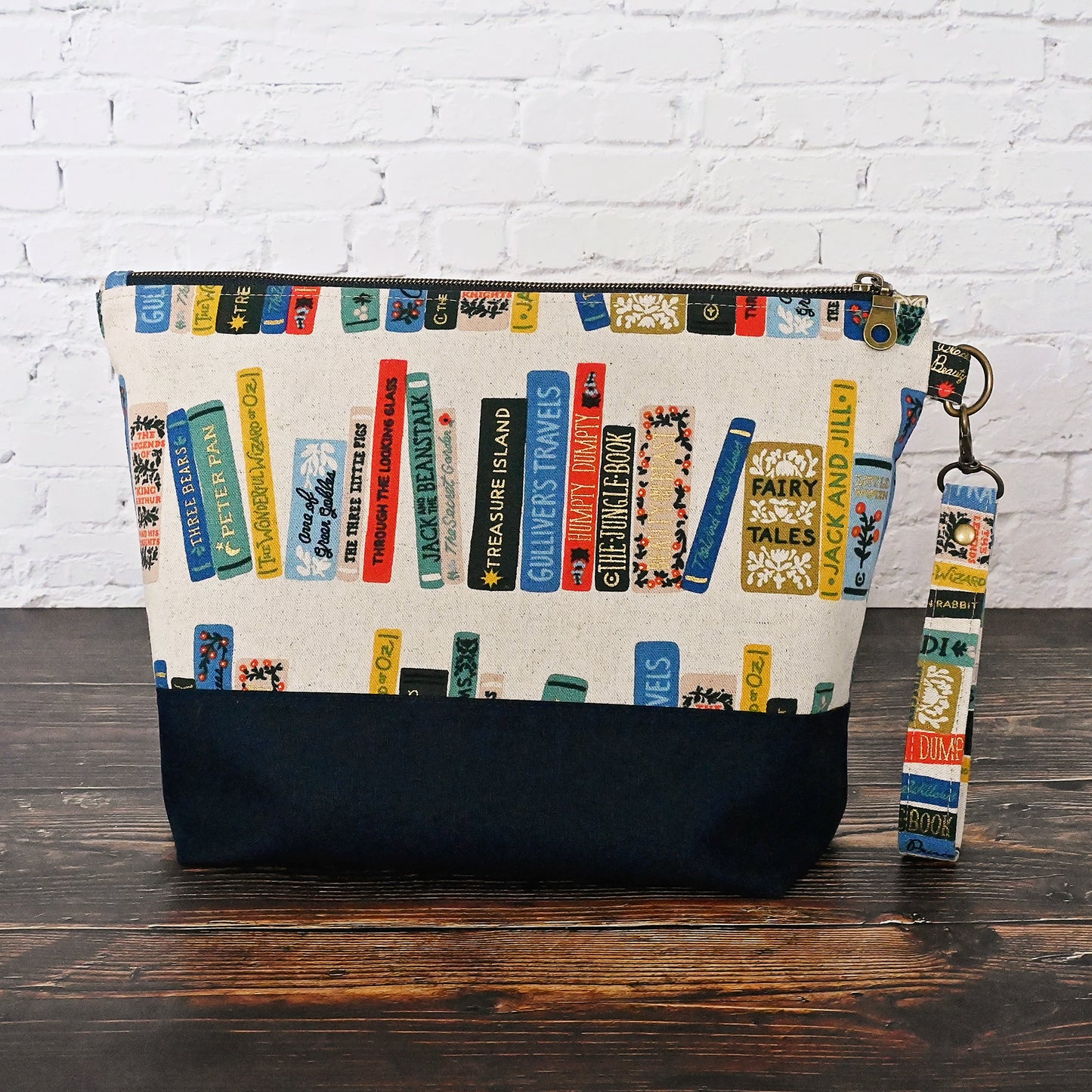 Zippered Project Bag in Rifle Paper Co's Book Club Canvas