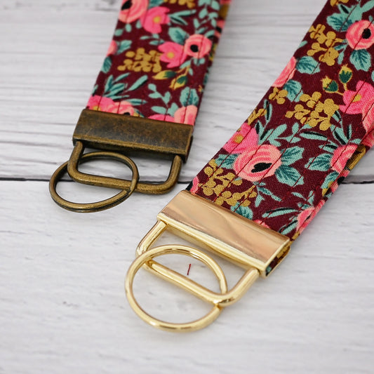 Burgundy Rosa Keychain Wristlets