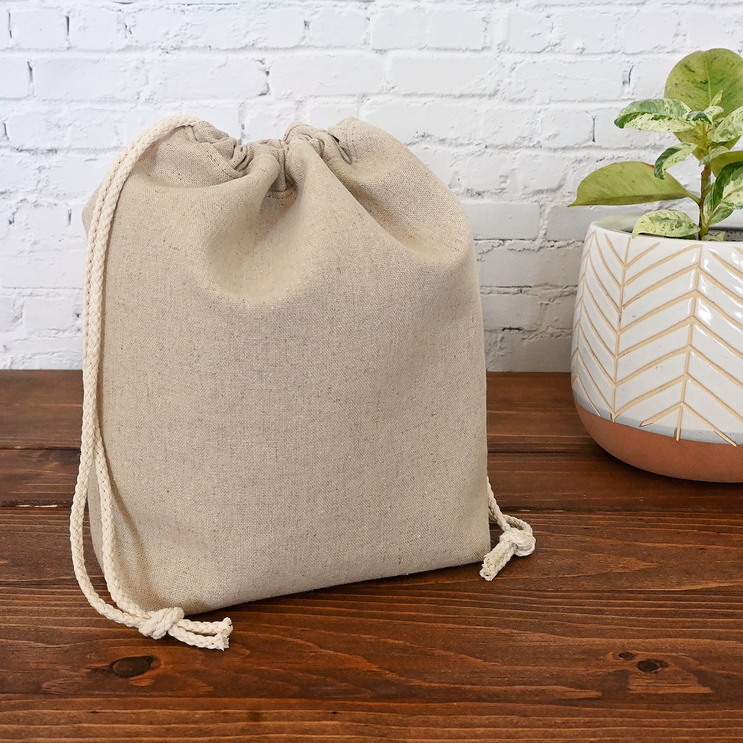 Blush and Beige Blossom Drawstring Bag