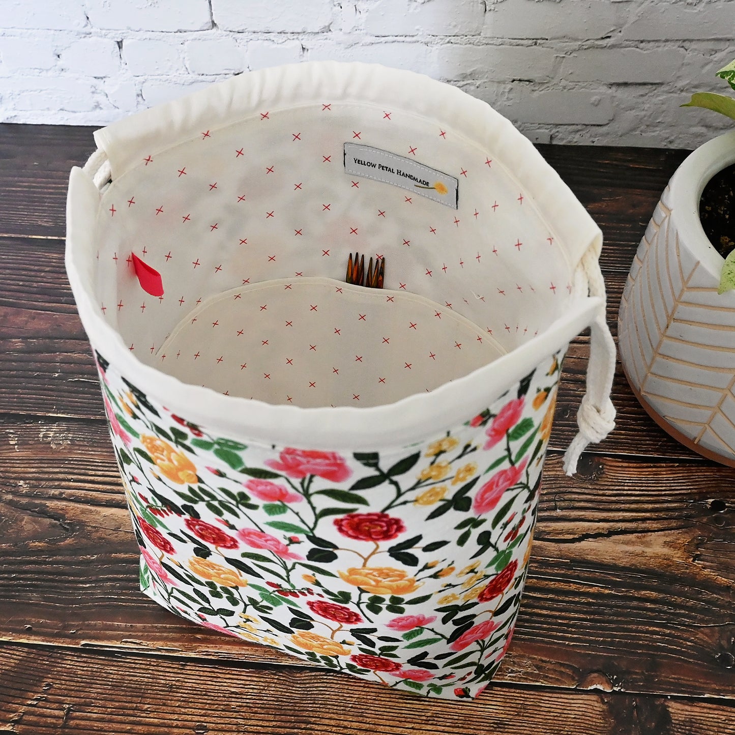 English Rose Drawstring Project Bag