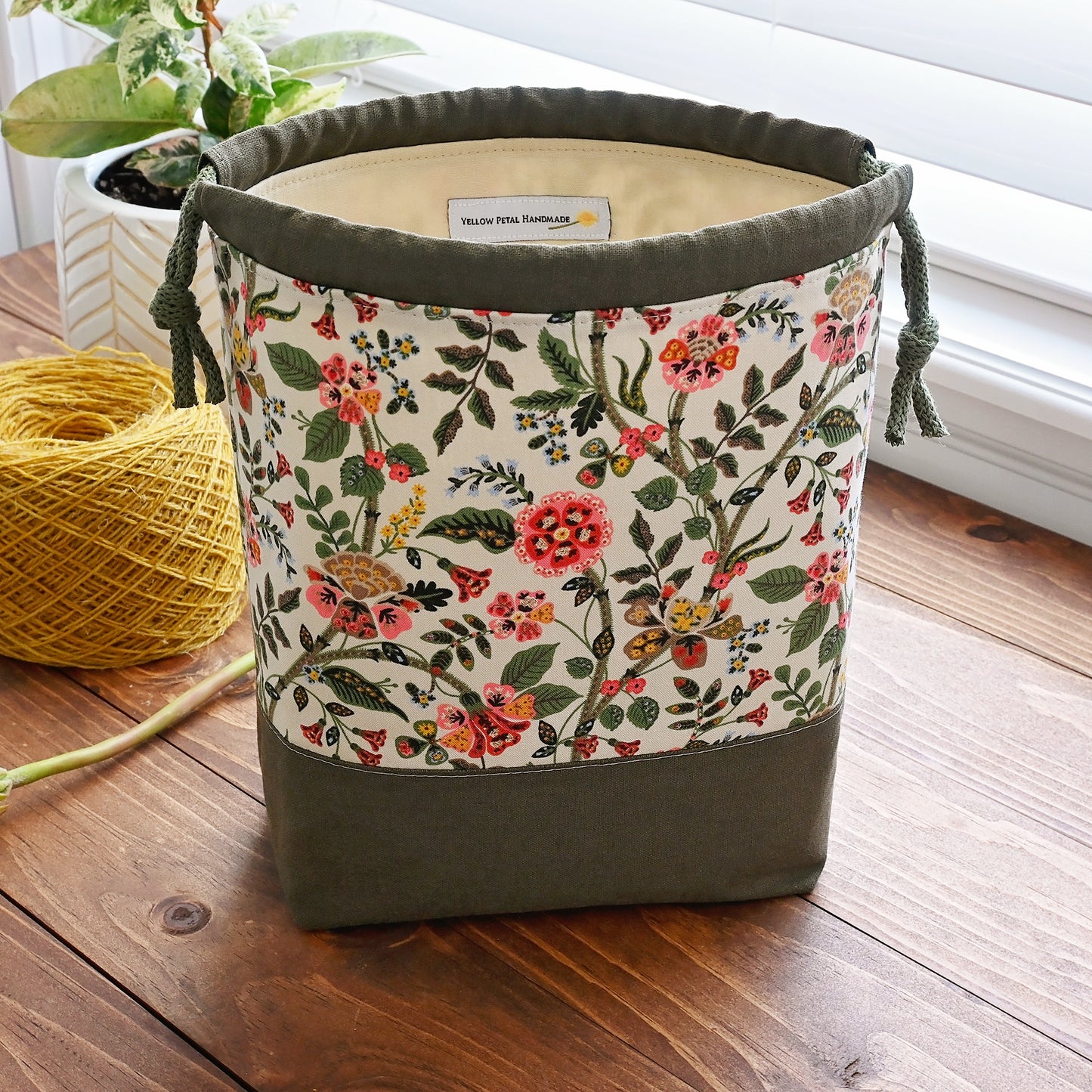Gracie Drawstring Project Bag with Linen