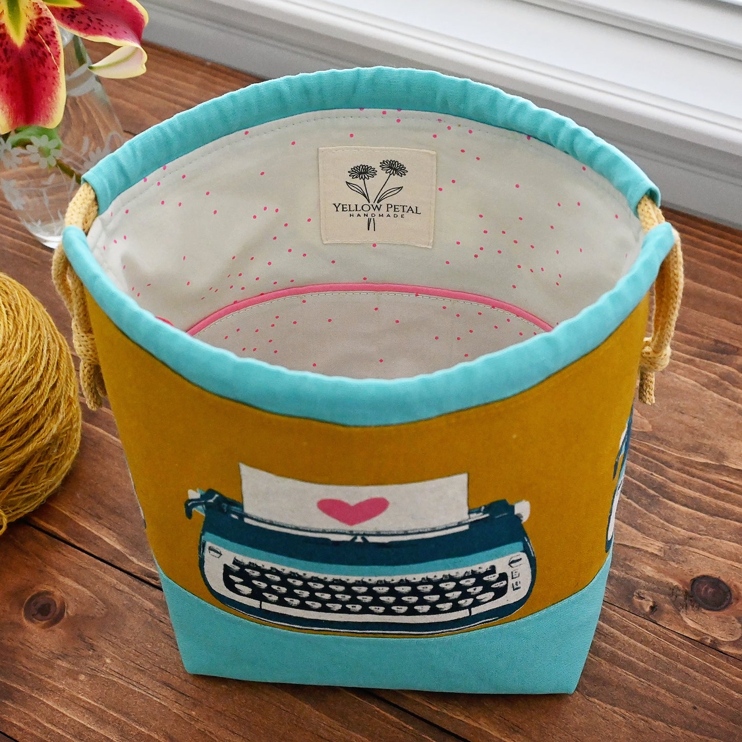 Love Notes Project Bag in canvas and linen