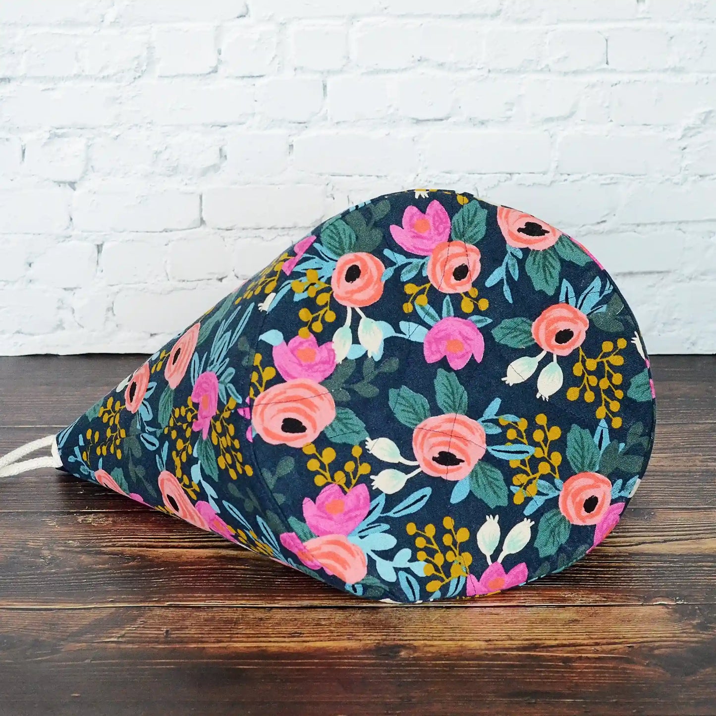 Navy Rosa Canvas Bucket Bag