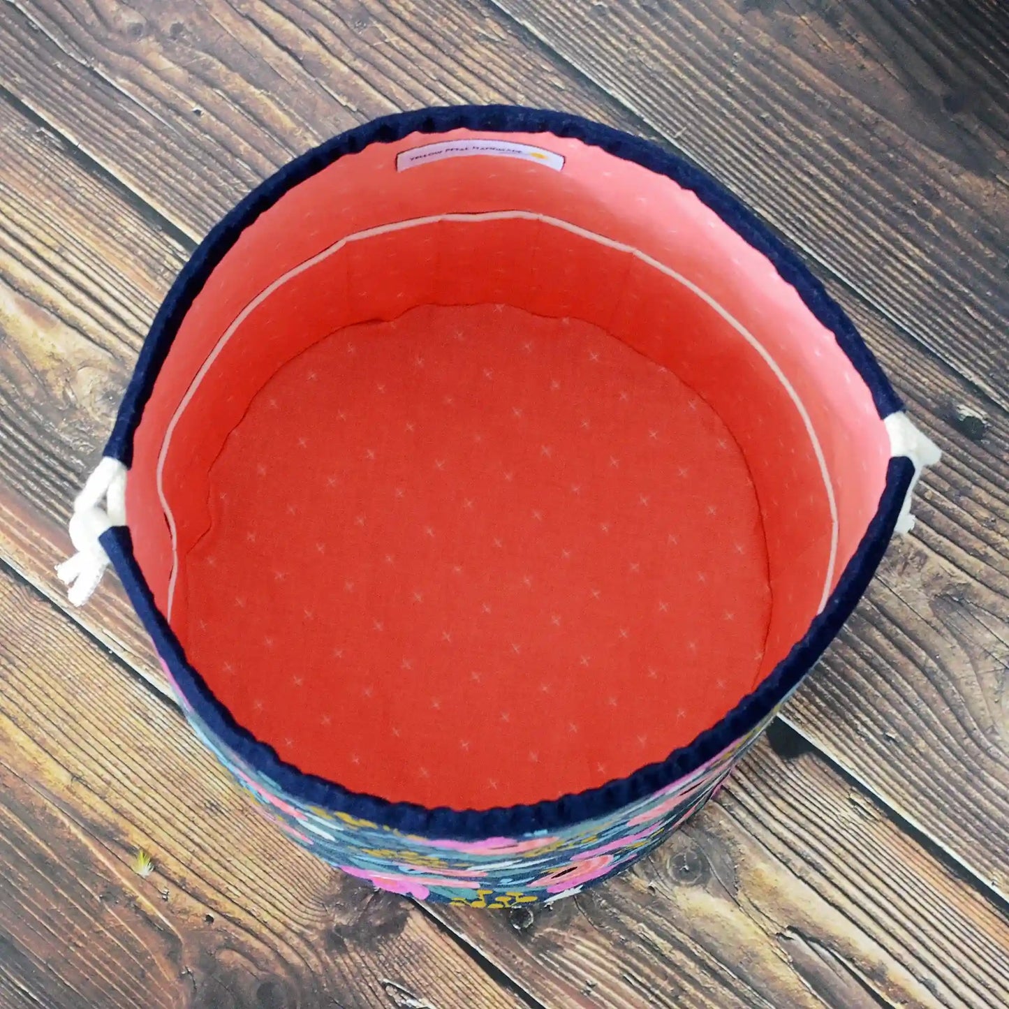 Navy Rosa Canvas Bucket Bag