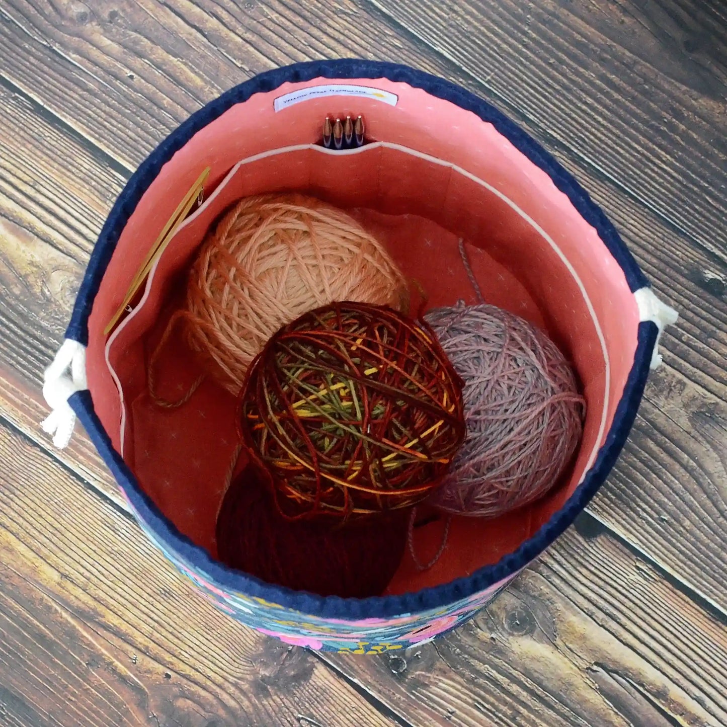 Navy Rosa Canvas Bucket Bag