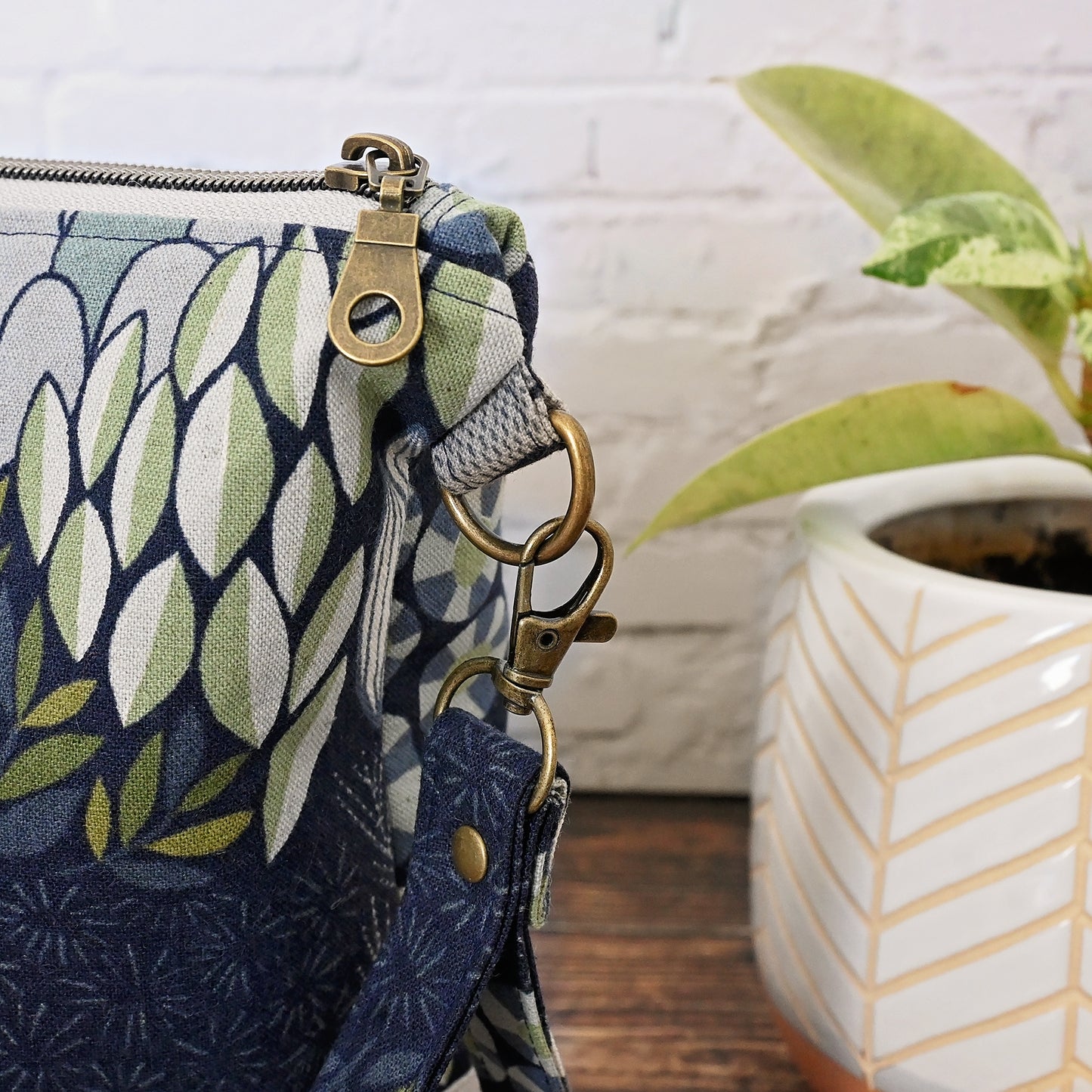 Navy Floral Project Bag in Canvas