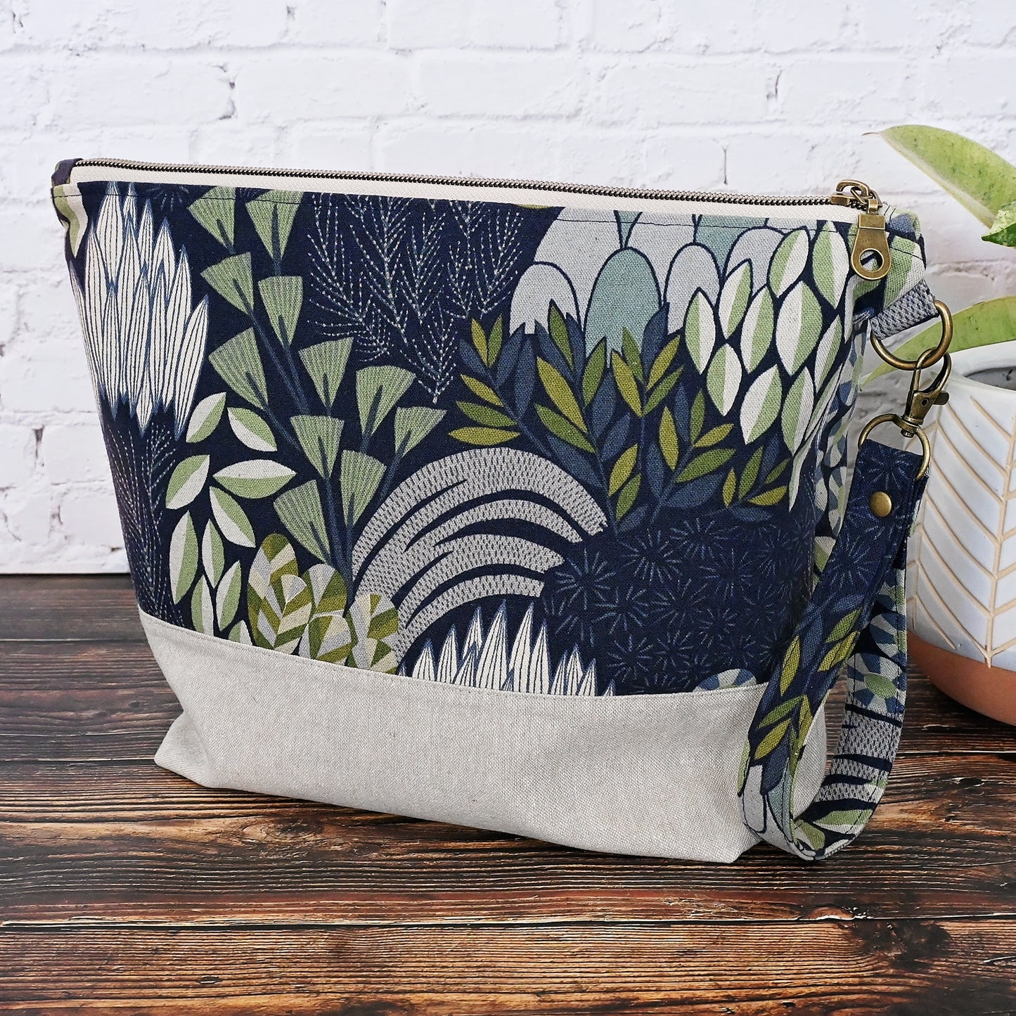 Navy Floral Project Bag in Canvas