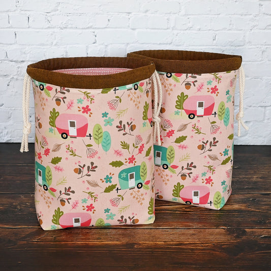 Pink Drawstring Camping Project Bag