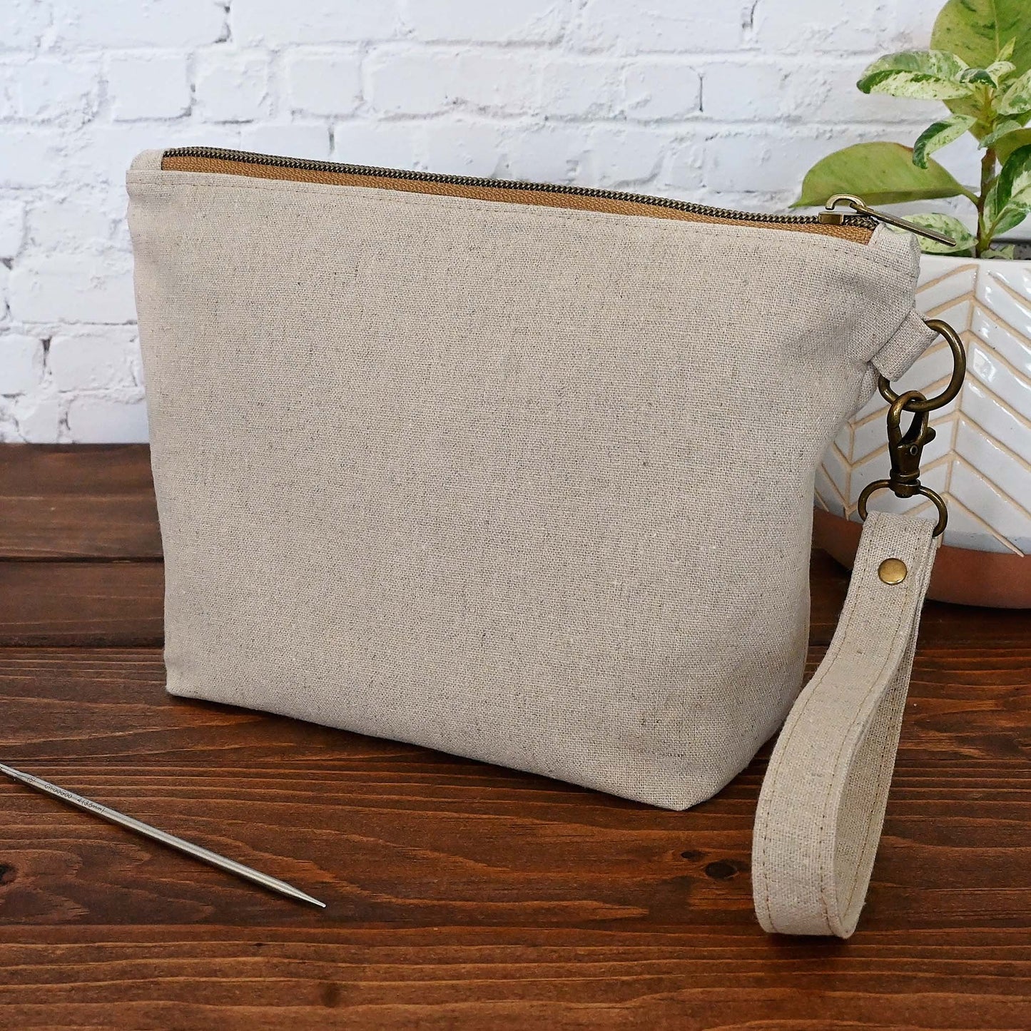 Green Bloom Sock Pouch in Natural Canvas