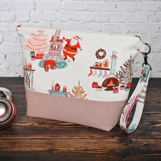 Christmas in the Cabin Zippered Project Bag