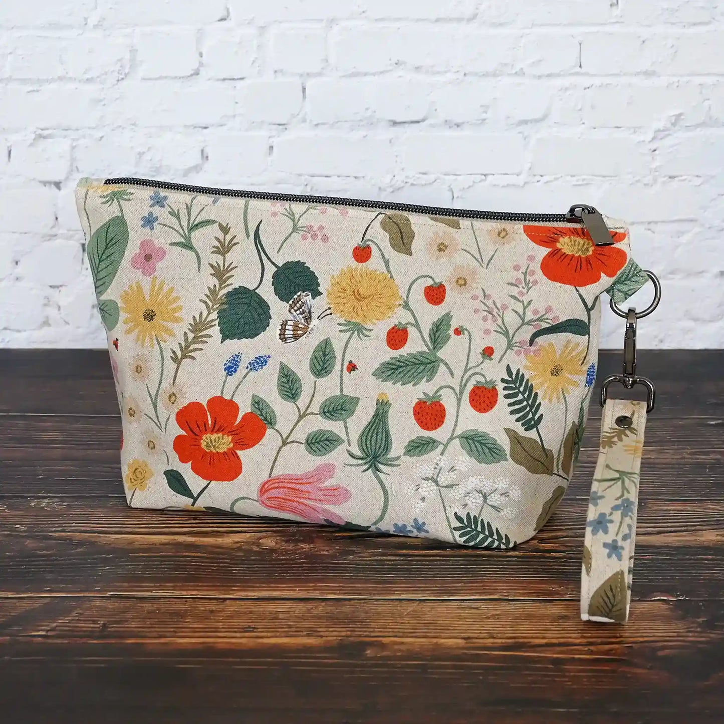 Natural Canvas Pouch in Strawberry Fields by Rifle Paper Co.