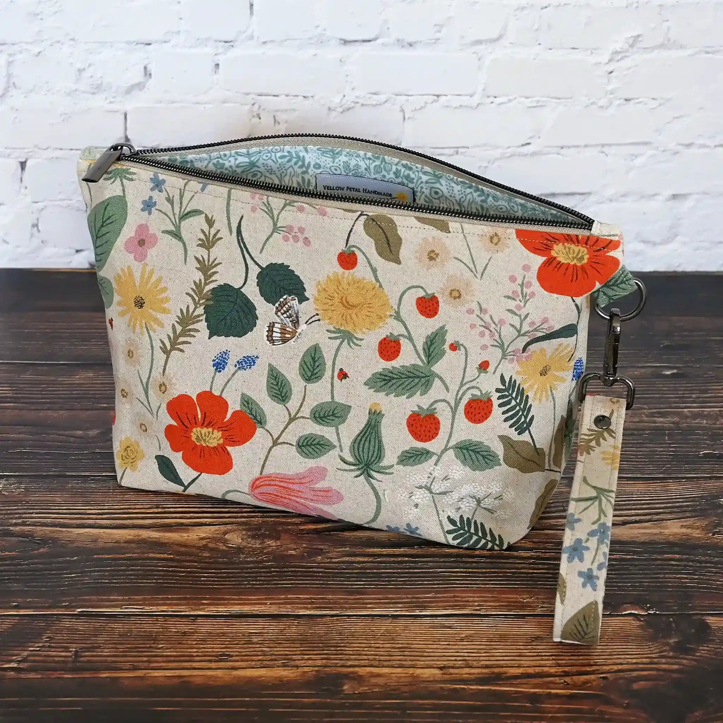 Natural Canvas Pouch in Strawberry Fields by Rifle Paper Co.