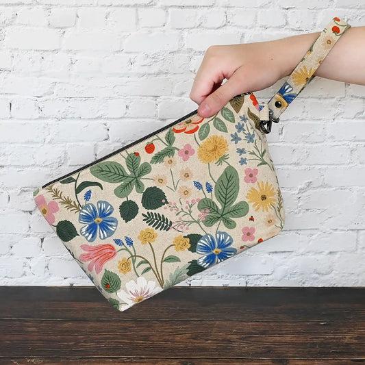 Natural Canvas Pouch in Strawberry Fields by Rifle Paper Co.