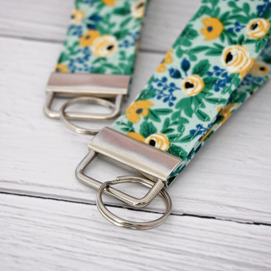 Green and Yellow Rosa Keychain Wristlets