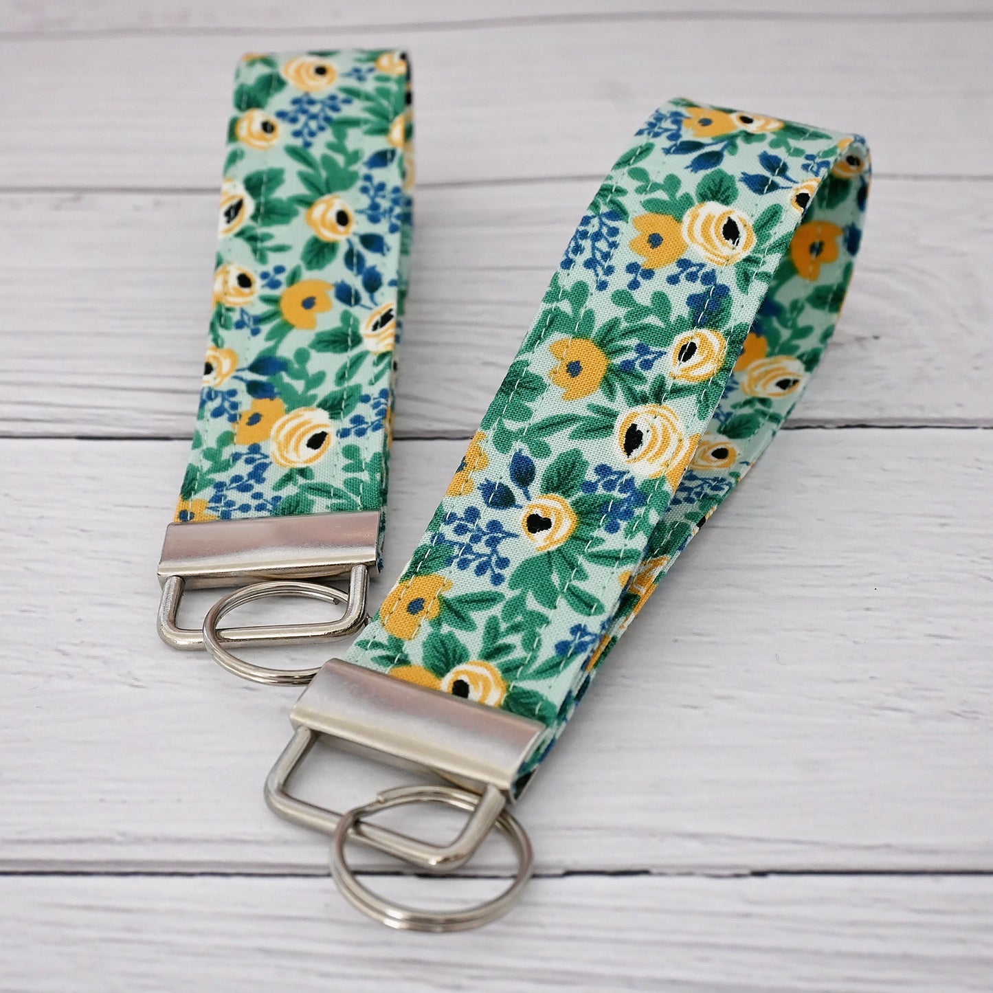 Green and Yellow Rosa Keychain Wristlets