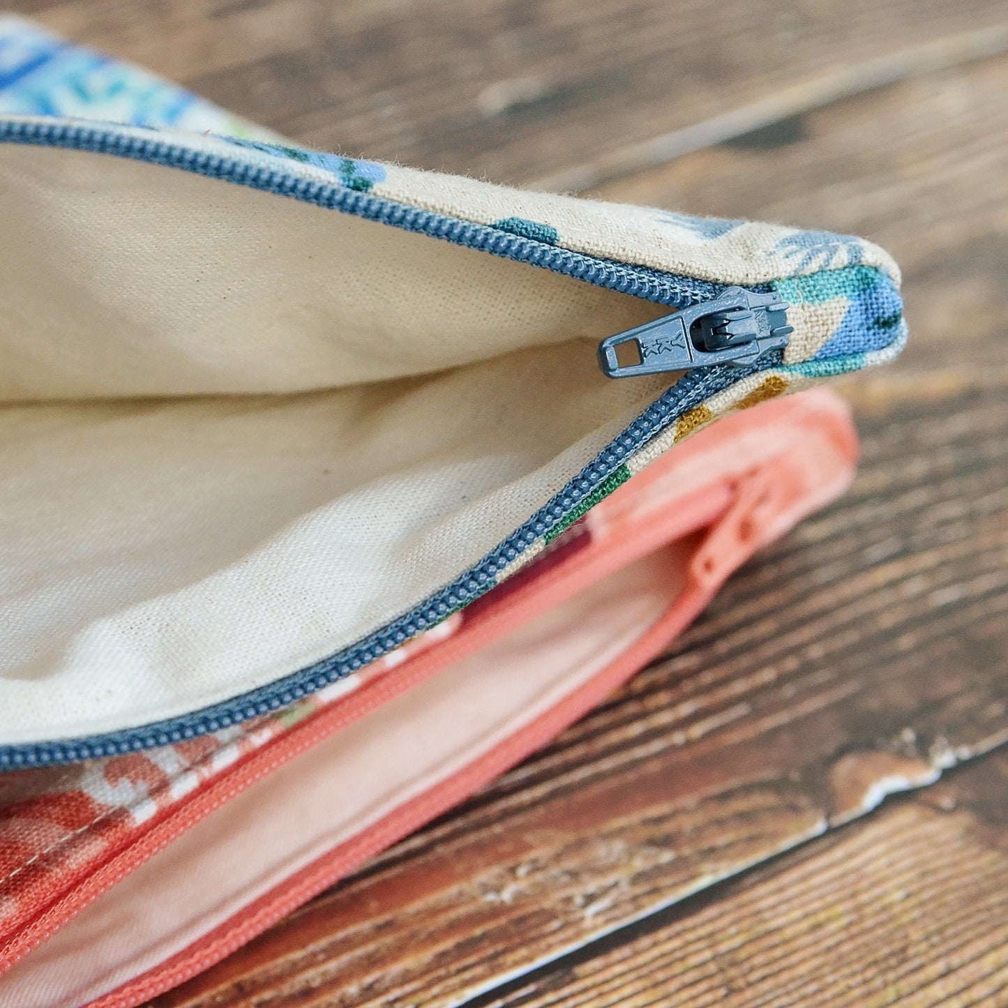 Floral Linen Zippered Pouches