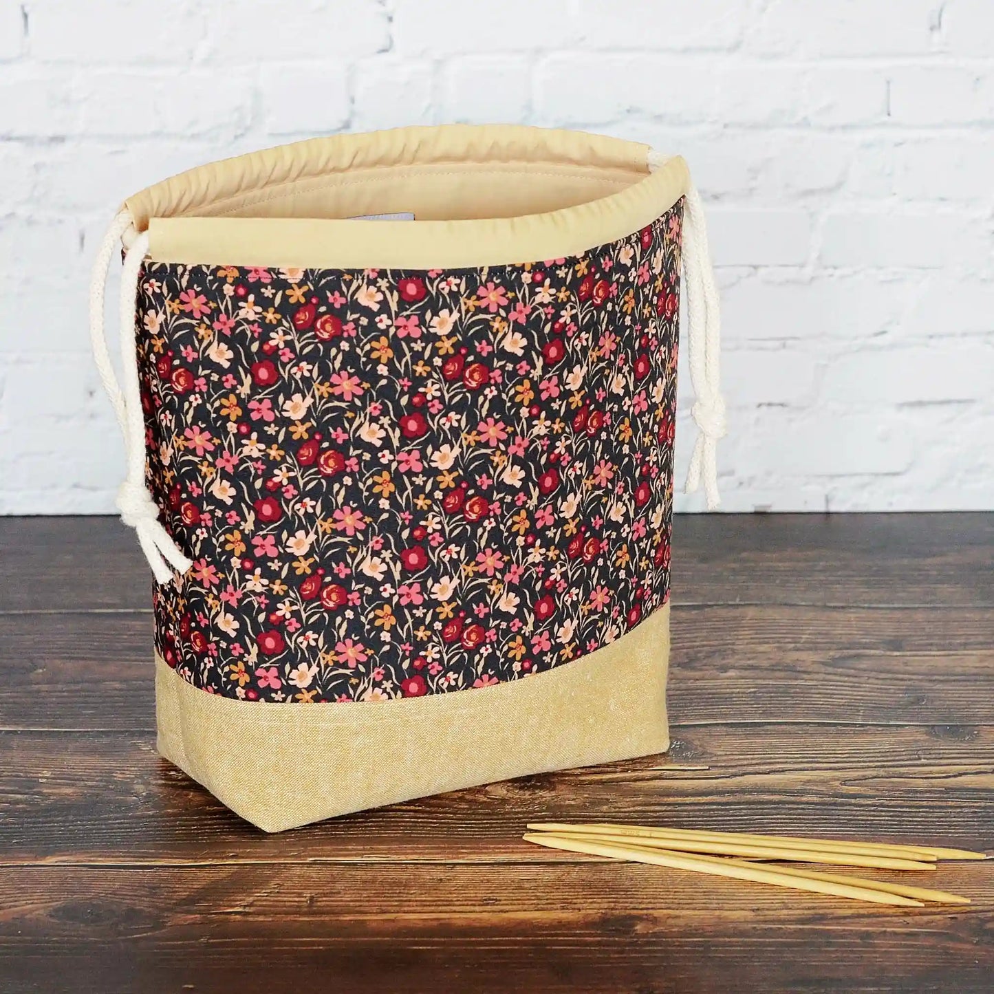 Pretty Floral Drawstring Project Bag