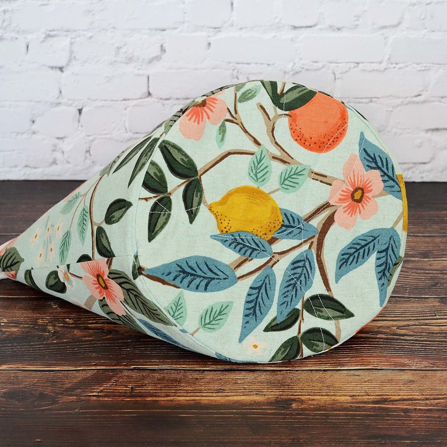 Bucket style project bag in Bramble collection canvas from Rifle Paper Co.  Handmade in Canada by Yellow Petal Handmade.