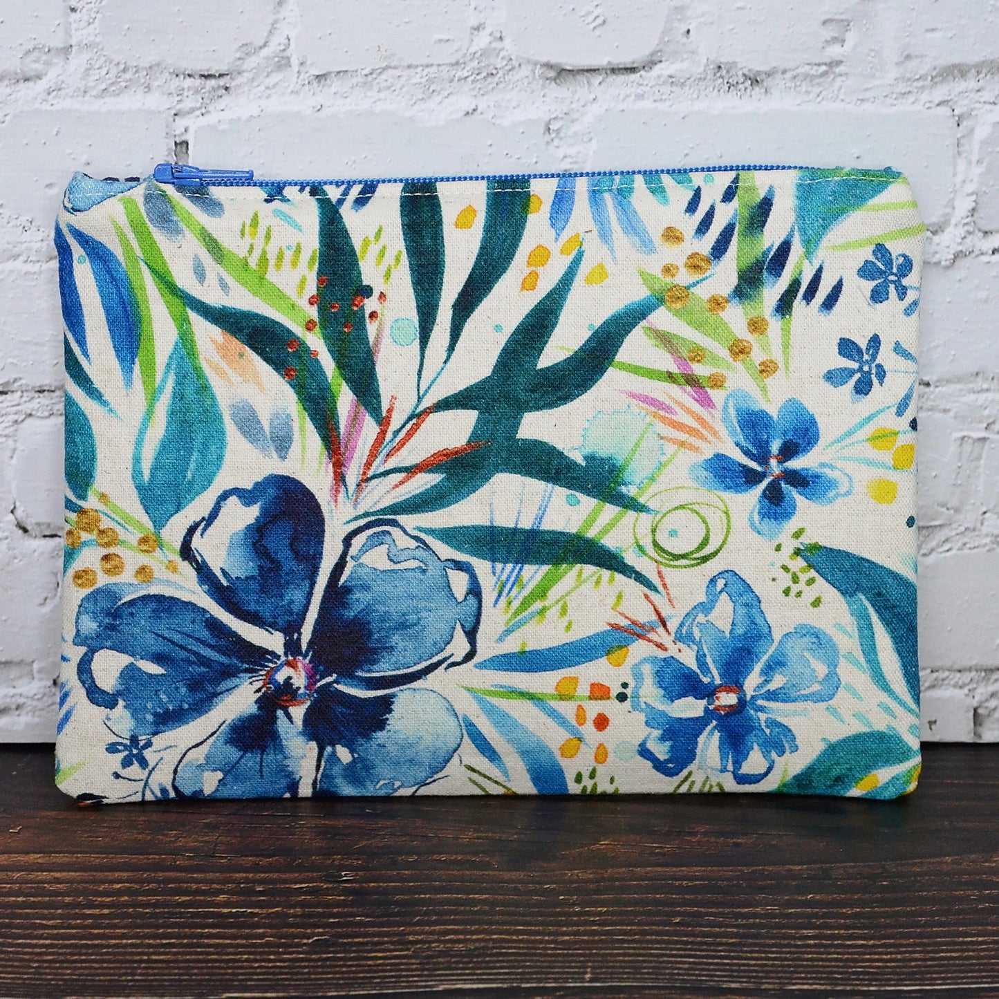 Floral Linen Zippered Pouches