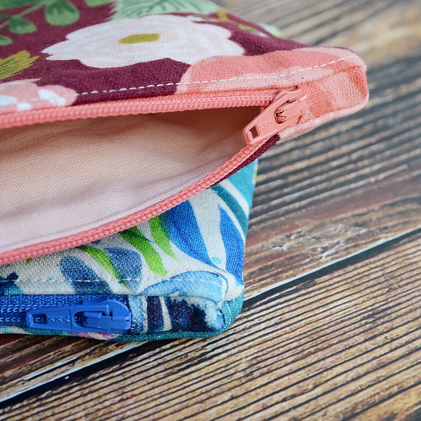Floral Linen Zippered Pouches
