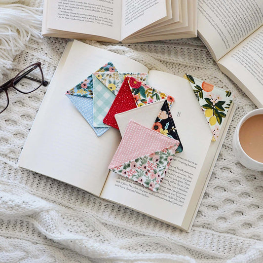 Pretty Assorted Floral Fabric Corner Bookmarks