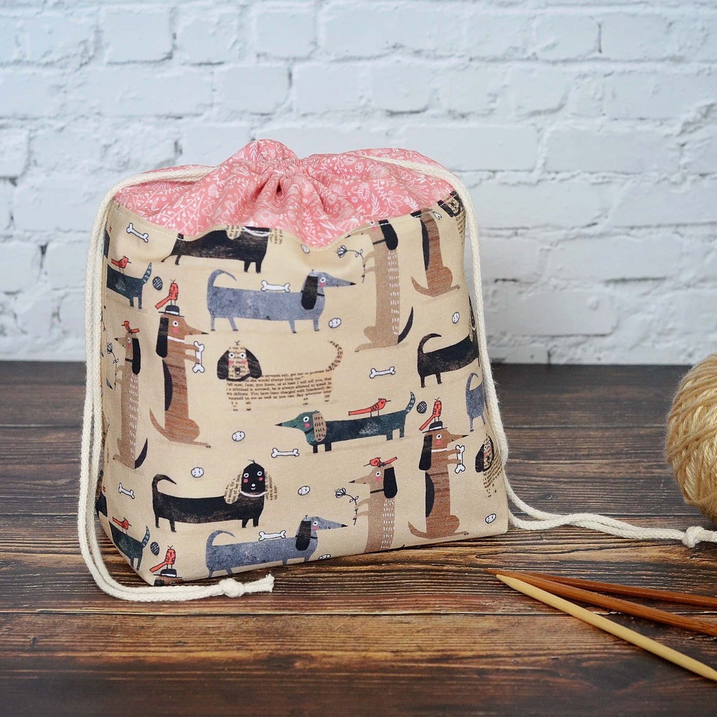 Foldable Project Bag in a Fun Dog Print