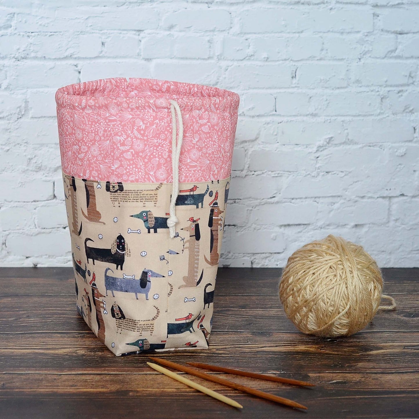 Foldable Project Bag in a Fun Dog Print