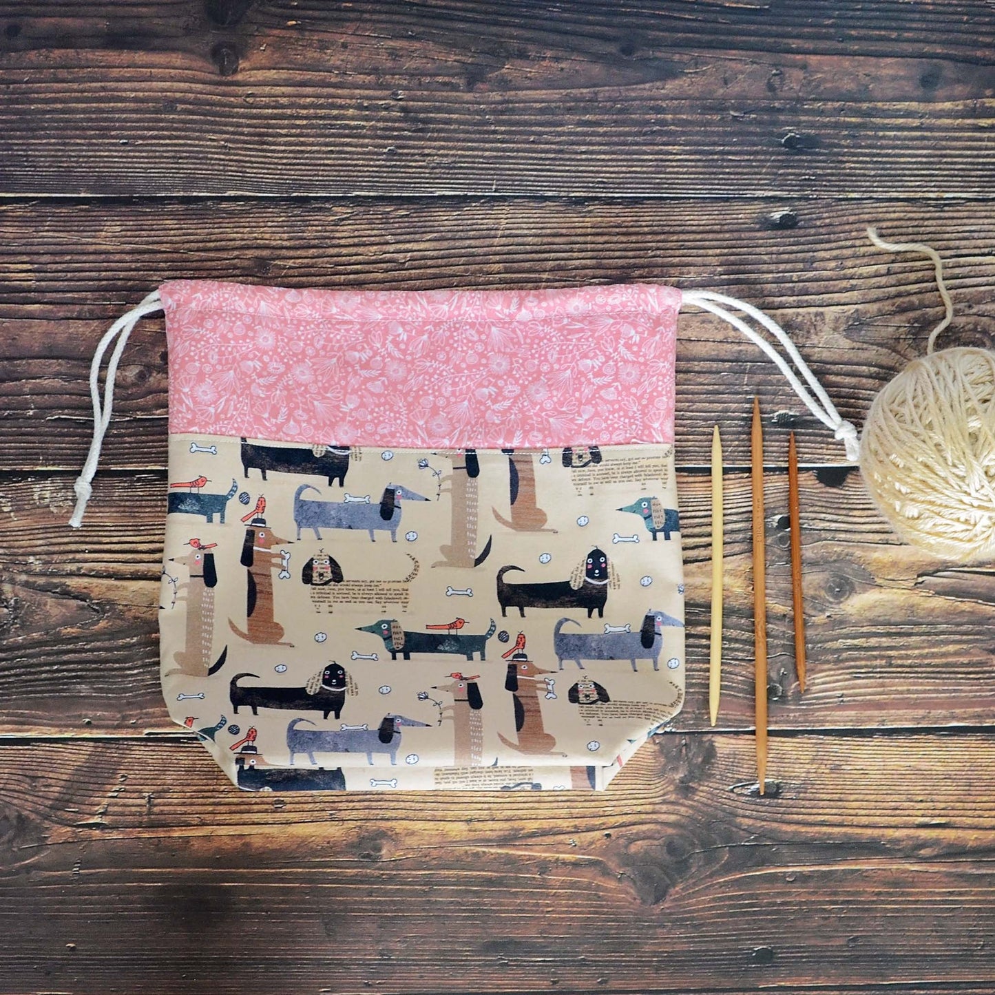 Foldable Project Bag in a Fun Dog Print