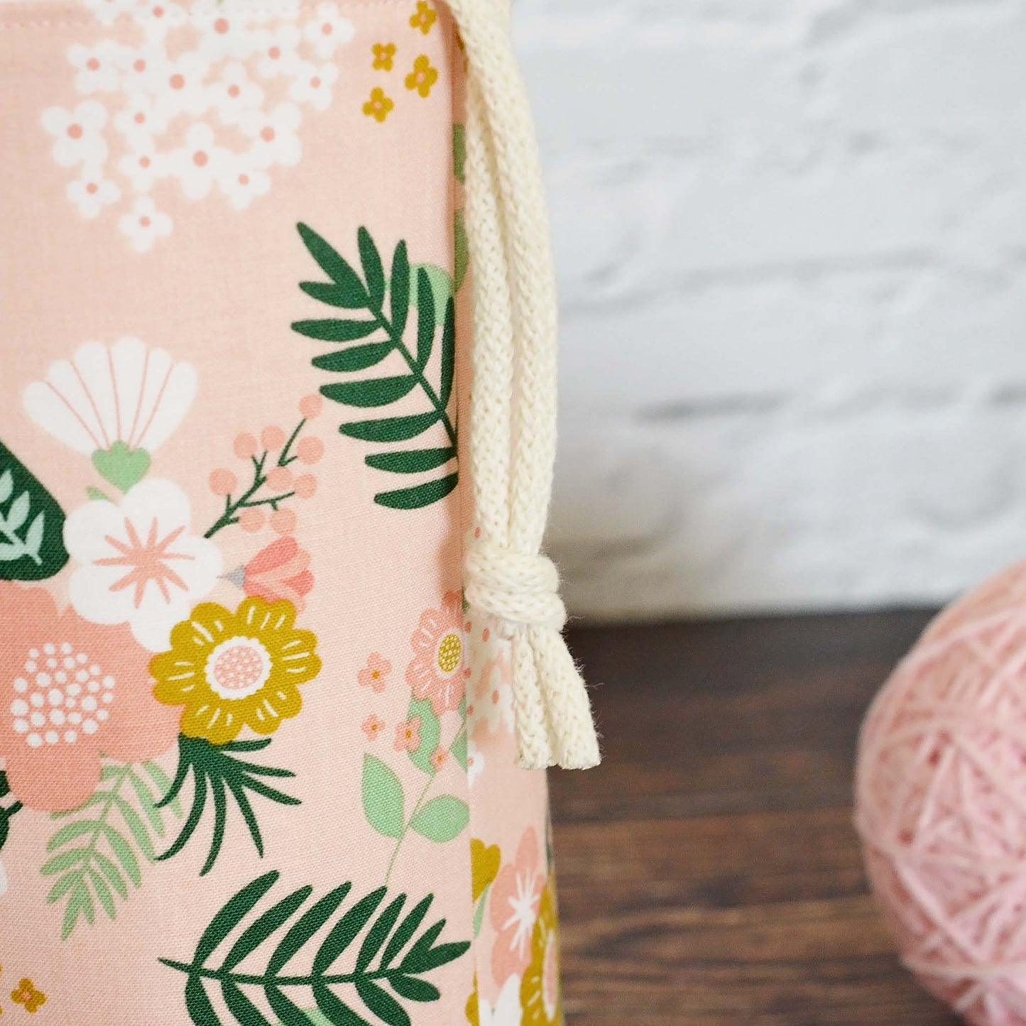 Pretty Pink Stand Alone Drawstring Project Bag