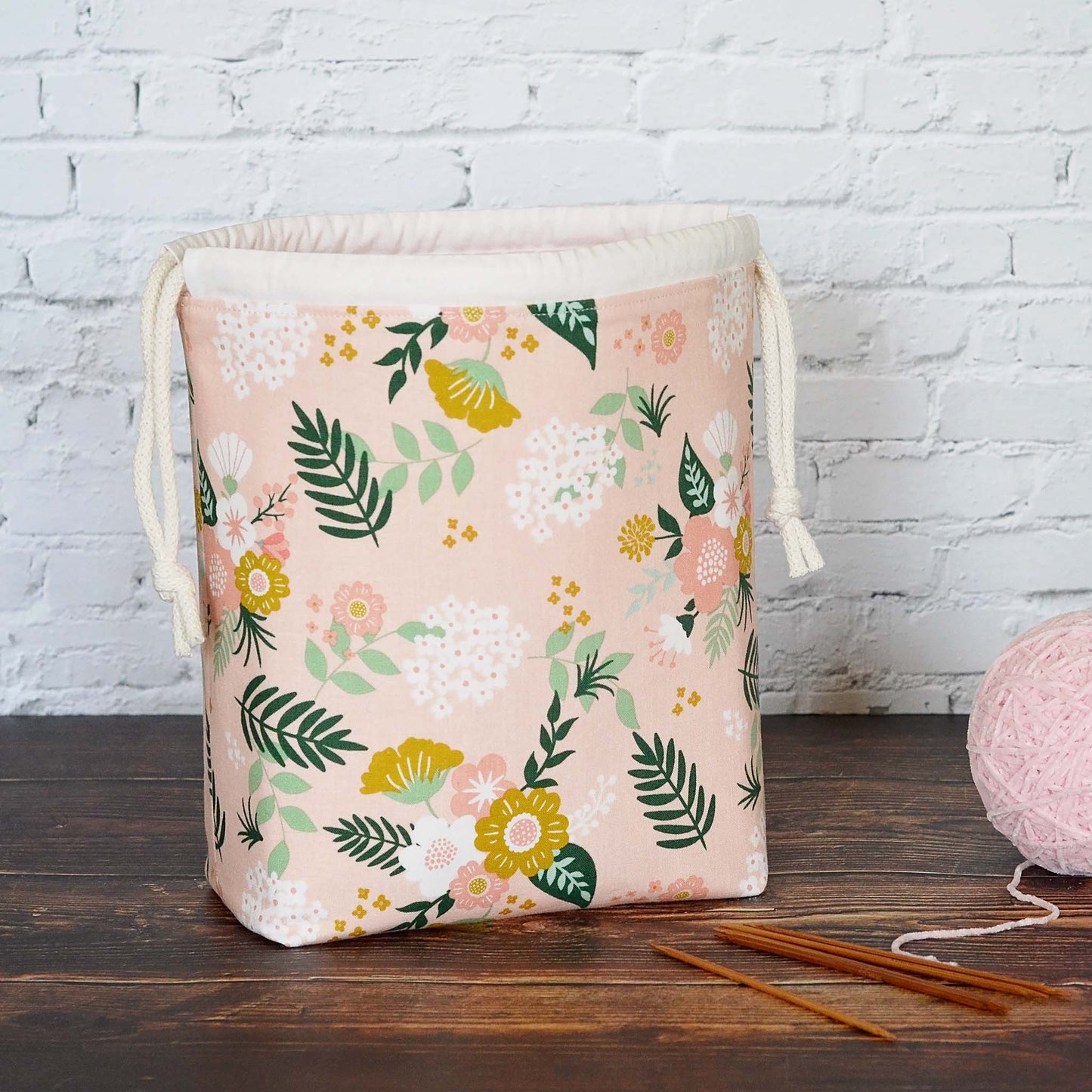 Pretty Pink Stand Alone Drawstring Project Bag