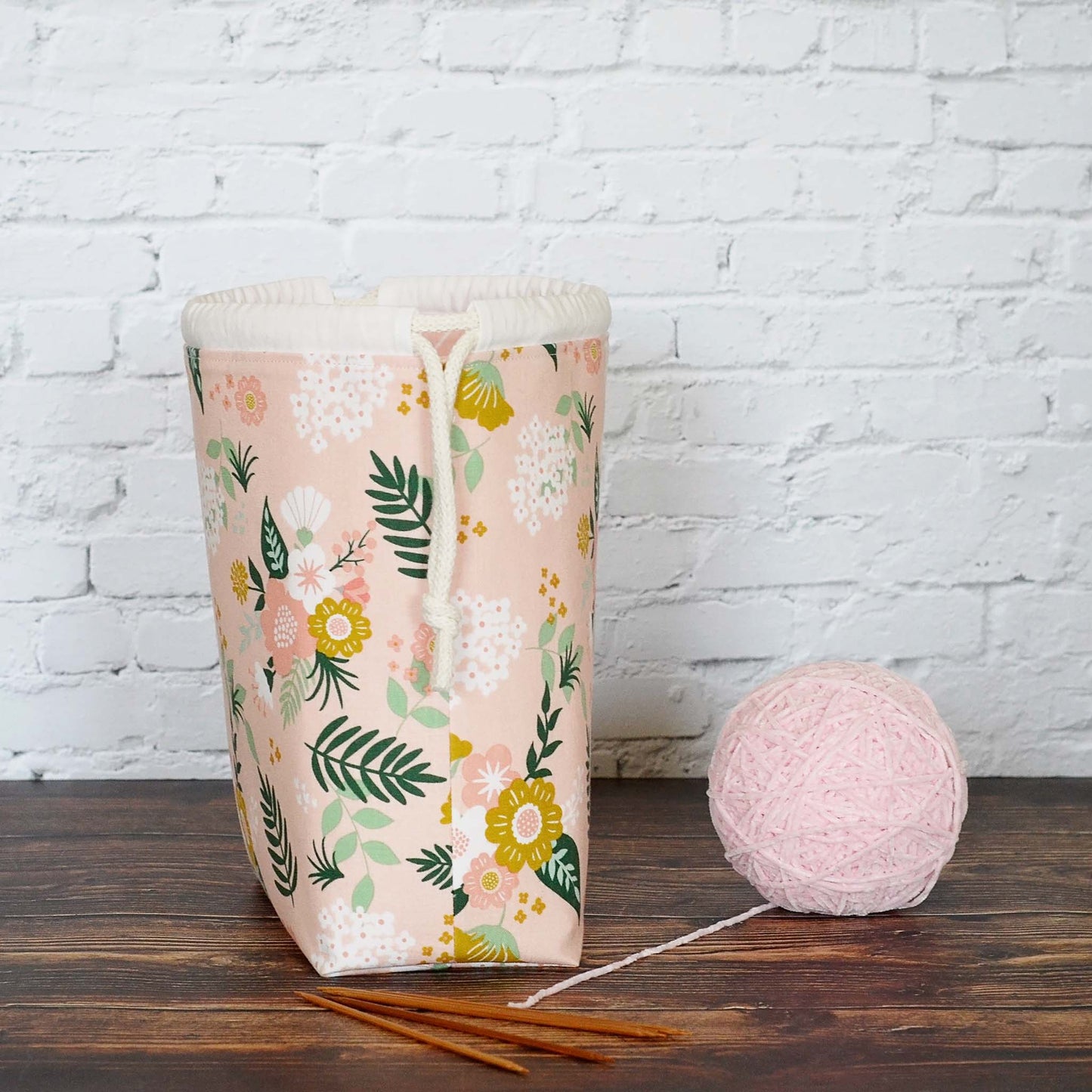 Pretty Pink Stand Alone Drawstring Project Bag